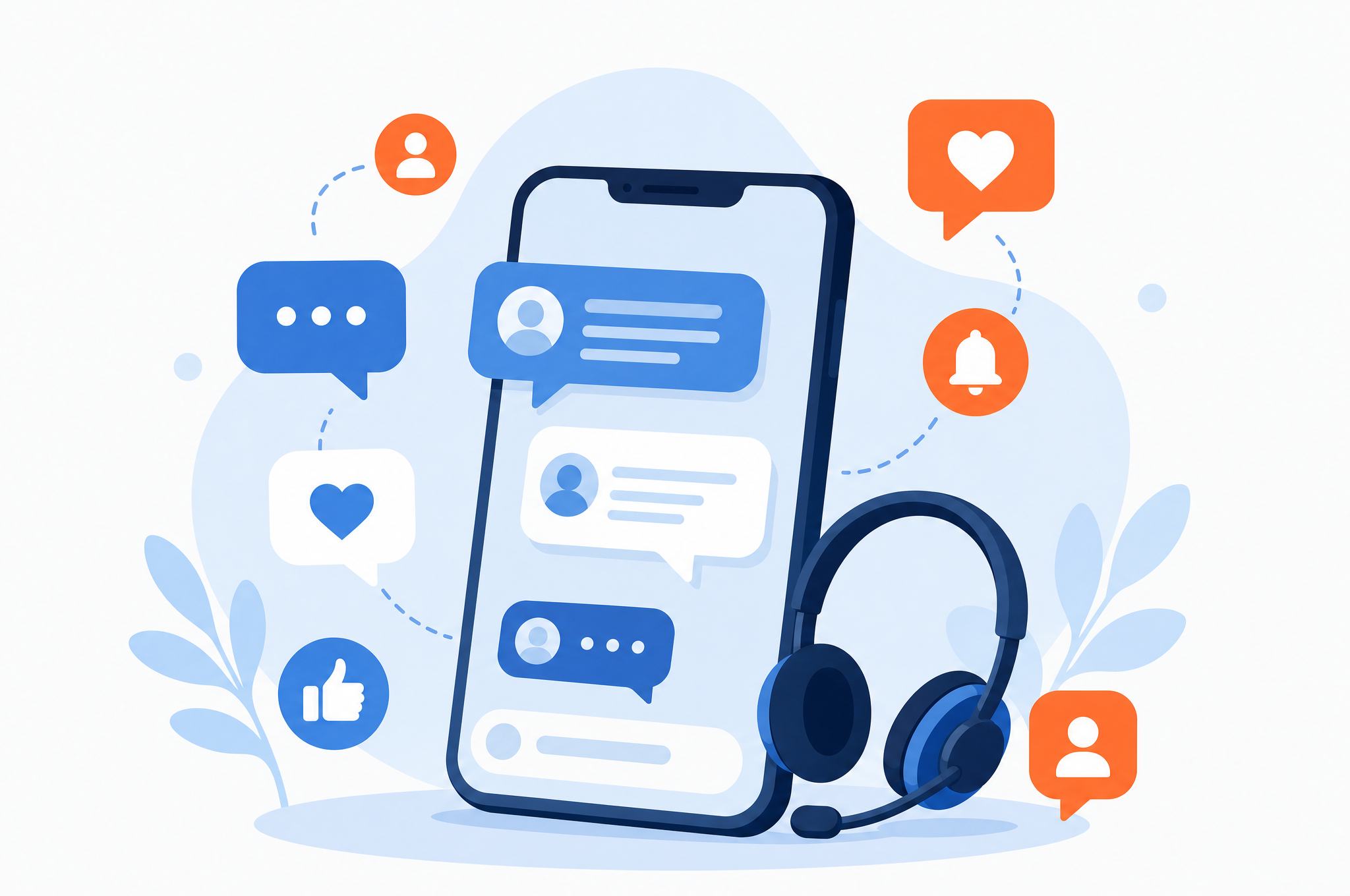 Illustration of social media customer support